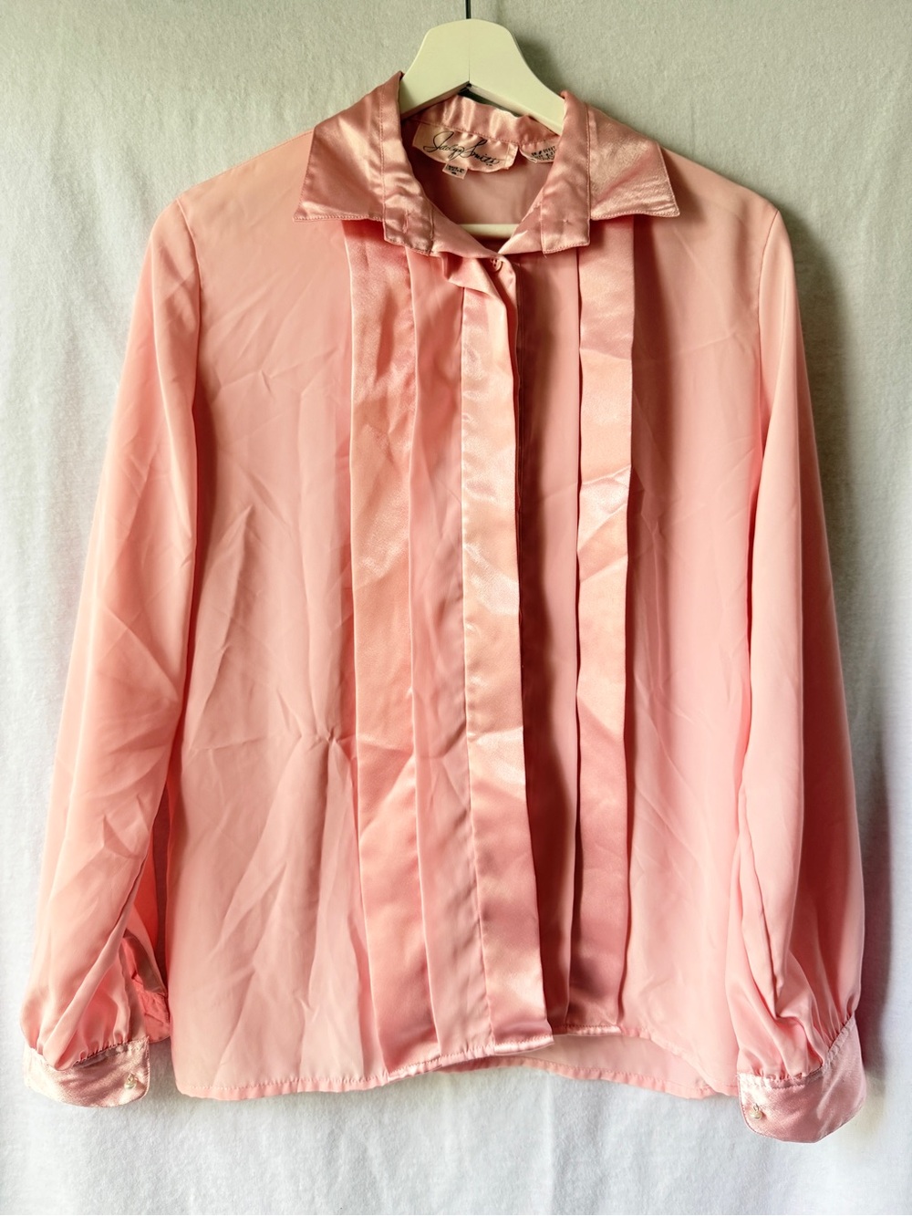 Vintage Pink Satin-Trim Blouse